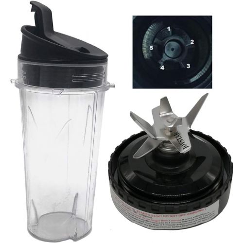  Joystar Nutri Blender Pro Extractor Blades and 16-Ounce (16 oz.) Cup with Sip & Seal Lid Fit for Ninja fit QB3000SS QB3000SSW and Ninja 2-in-1 QB3000 QB3004 QB3005(3, 16oz cup with lid +bl