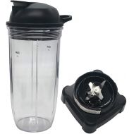 Joystar Update exractor blade and personal jar 32oz cup with to go spout lid,Compatible with Ninja Kitchen System 1200:BL700 30/ BL701 30/BL701WM30/1200 Watt Power Motor Base (3)