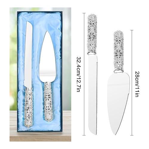  Wedding Cake Knife and Sever Set & Toasting Champagne Glass