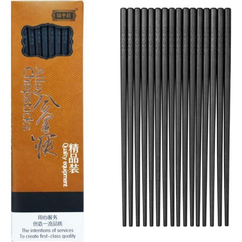  [아마존베스트]10-Pairs Fiberglass Chopsticks - Reusable Chopsticks Dishwasher Safe, 9 1/2 Inches By JSDOIN (Fiberglass Chopsticks) (Classic Black)