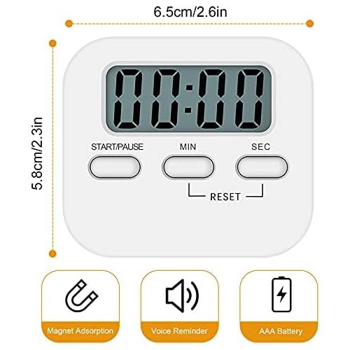  [아마존베스트]NIAGUOJI Kitchen Timer with Large LCD Display Digital Kitchen Cooking Timer Magnetic Stopwatch Timer with Loud Alarm Clock Egg Timer White