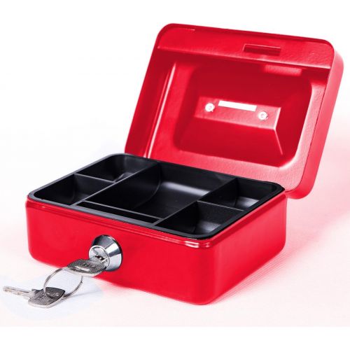  [아마존베스트]Small Cash Box with Lock and Slot - Jssmst Metal Coin Bank Piggy Bank for Adults and Kids, Red(SMCB0303N)