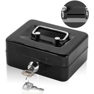 [아마존베스트]Small Cash Box with Lock and Slot - Jssmst Metal Coin Bank Piggy Bank for Adults and Kids, Black(SMCB0301N)