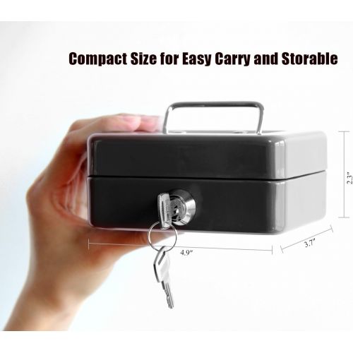  [아마존베스트]Small Cash Box with Lock and Slot - Jssmst Metal Coin Bank Piggy Bank for Adults and Kids, Black(SMCB0301N)