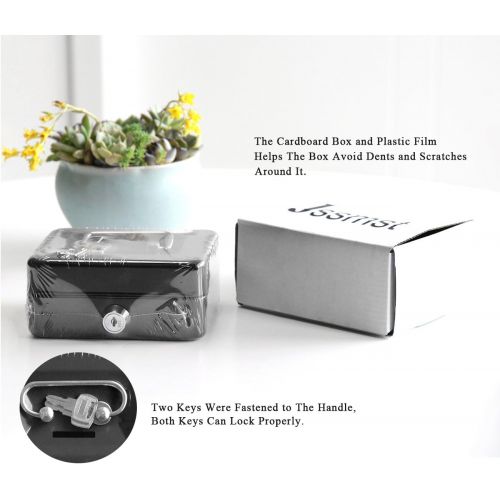  [아마존베스트]Small Cash Box with Lock and Slot - Jssmst Metal Coin Bank Piggy Bank for Adults and Kids, Black(SMCB0301N)