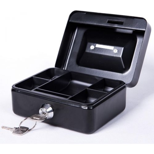  [아마존베스트]Small Cash Box with Lock and Slot - Jssmst Metal Coin Bank Piggy Bank for Adults and Kids, Black(SMCB0301N)