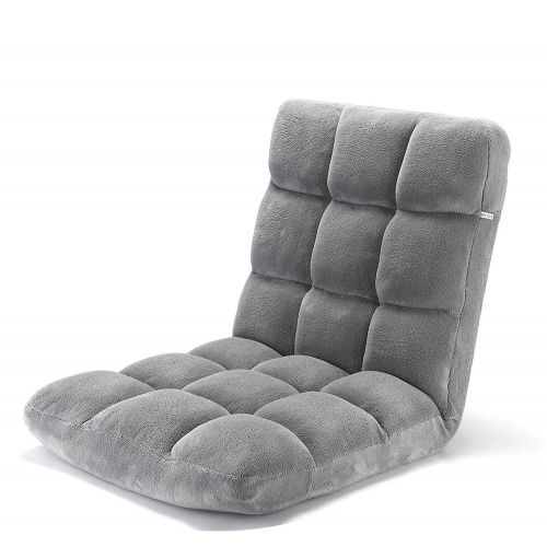  Ju&Ju Adjustable 14-Position Memory Foam Gaming Floor Chair Folding Comfort Lazy Sofa with Comfort Back Support (Grey)