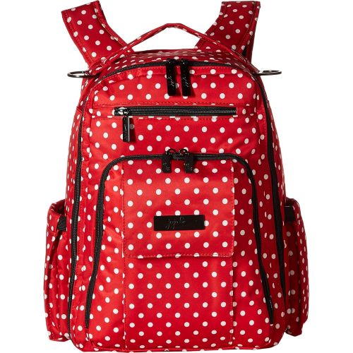  JuJuBe Be Right Back Multi-Functional Structured Backpack/Diaper Bag, Onyx Collection - Black Ruby - Red/White Polka Dots