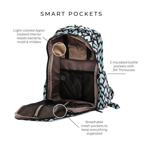  JuJuBe Be Right Back Multi-Functional Structured Backpack/Diaper Bag, Onyx Collection - Black Diamond