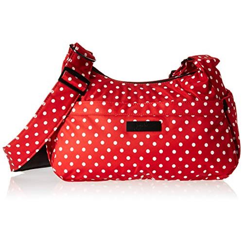  [아마존베스트]JuJuBe HoboBe Purse Diaper Bag, Onyx Collection - Black Ruby - Red/White Polka Dots
