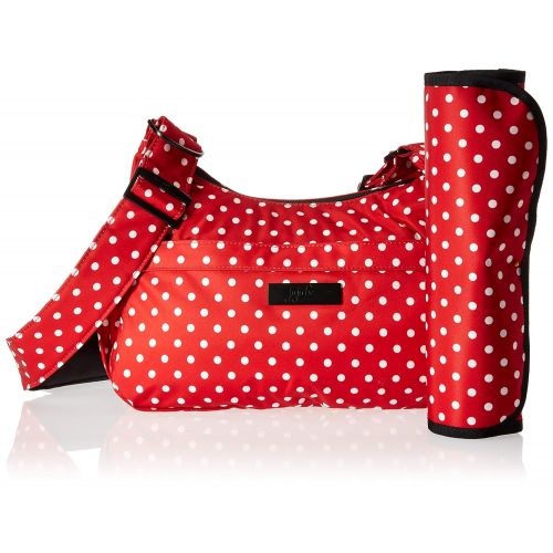  [아마존베스트]JuJuBe HoboBe Purse Diaper Bag, Onyx Collection - Black Ruby - Red/White Polka Dots