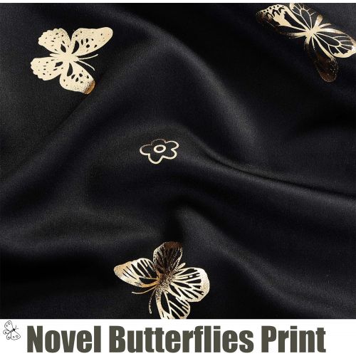  [아마존베스트]Jubilantex Butterfly 100% Blackout Black and Gold Kids Curtains for Bedroom, Nursery, Room Darkening Baby Boy Patterned Drapes 63 Inch Length 2 Panels Grommet Top Window Treatment