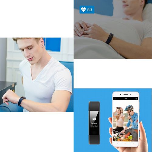  Juboury Fitness Tracker, Smart Bracelet mit Pulsmesser Herzfrequenzmesser,Aktivitatstracker,Schrittzahler,SchlafMonitor,Kalorienzahler Fitness Uhr fuer Android und IOS Smartphones(B