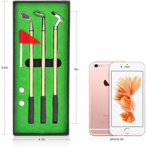  [아마존베스트]Juboury Golf Pen Set, Mini Desktop Golf Ball Pen Gift Set with Putting Green,Flag,3 Golf Clubs Pens & 2 Balls