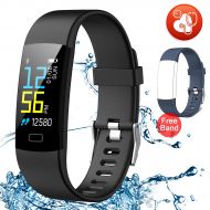 Juboury Fitness Tracker HR, Activity Tracker Watch Heart Rate Monitor with One Extra Band Free Waterproof Smart Bracelet Step Counter, Calorie Counter, Pedometer Watch Kids Women M