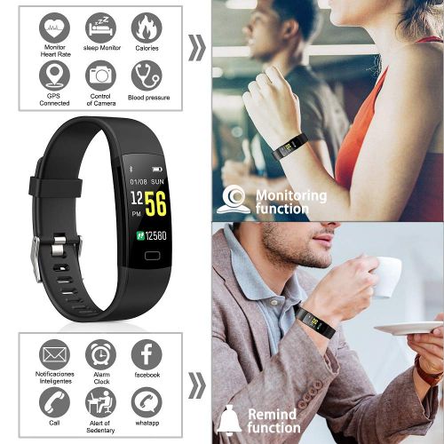  Juboury Fitness Tracker HR, Activity Tracker Watch Heart Rate Monitor with One Extra Band Free Waterproof Smart Bracelet Step Counter, Calorie Counter, Pedometer Watch Kids Women M