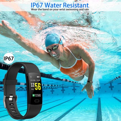  Juboury Fitness Tracker HR, Activity Tracker Watch Heart Rate Monitor with One Extra Band Free Waterproof Smart Bracelet Step Counter, Calorie Counter, Pedometer Watch Kids Women M