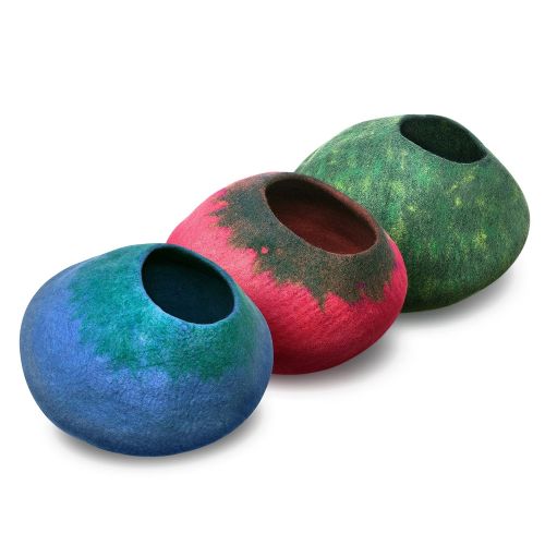  Juccini Handcrafted Felted Wool Cat Cave Bed for Cat and Kittens - Felted from 100% Natural Wool