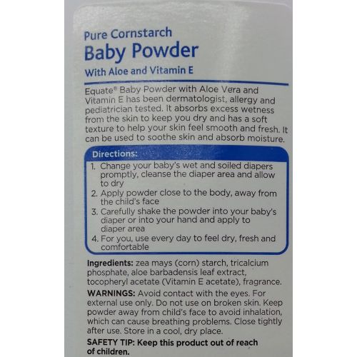  Equate Pure Cornstarch Baby Powder With Aloe and Vitamin E, 15oz by Judastice