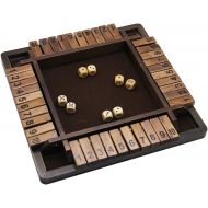 [아마존 핫딜] [아마존핫딜]Juegoal Wooden 4 Players Shut The Box Dice Game, Classics Tabletop Version and Pub Board Game, 12 inch