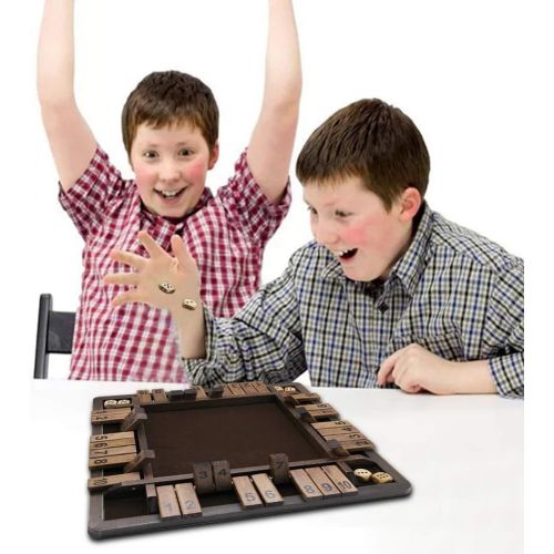  [아마존 핫딜] [아마존핫딜]Juegoal Wooden 4 Players Shut The Box Dice Game, Classics Tabletop Version and Pub Board Game, 12 inch