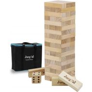[아마존 핫딜] [아마존핫딜]Juegoal 54 Pieces Giant Tumble Tower Blocks Game Giant Toppling Tower Wood Stacking Game with 1 Dice Set Canvas Bag for Adult, Kids, Family