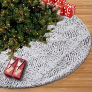 [아마존핫딜][아마존 핫딜] Juegoal 48 Inch Luxury Christmas Tree Skirt Faux Fur Soft Christmas Tree Mat for Xmas Party Decoration, White
