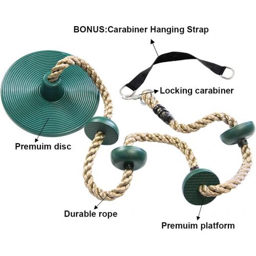  [아마존베스트]Juegoal Climbing Rope Swing with Foot Holder Platform and Disc Swing Seat Set, Rope Ladder for Kids Outdoor Tree Backyard Playground Swing