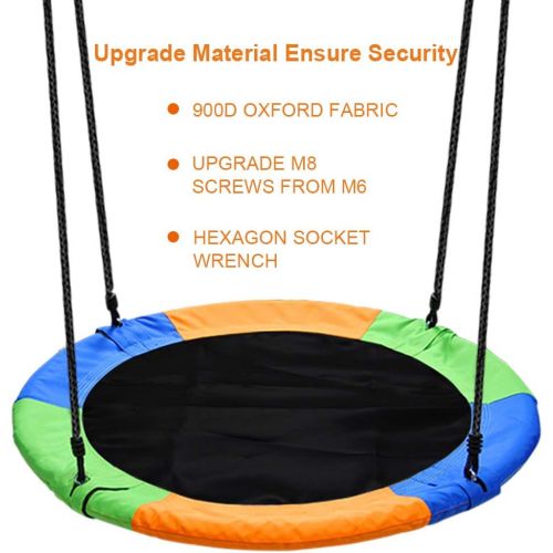  [아마존베스트]Juegoal 40 Inch Saucer Tree Swing, Large Rope Swing with Children Swing Platform Bonus Carabiner for Hanging Rope Outdoor