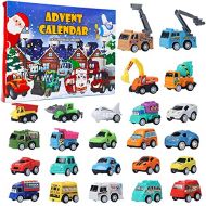 Juegoal Cars Advent Calendar 2021 for Kids, Stocking Stuffer Toy Cars with 24 Different Pull Back Vehicles Including Construction Vehicles, Race Cars, Perfect for Boys and Girls