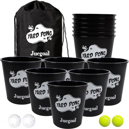  Juegoal Yard Pong, Outdoor Giant Yard Games Pong Game Set with Durable Buckets and Balls, Cup Pong Throwing Game for Beach, Camping, Lawn and Backyard