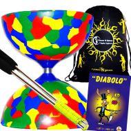 Juggle Dream Jester Diabolo (4Col) Metal Diabolo Hand Sticks + Diablo Tricks Book +Travel BAG