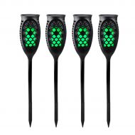 Juhefa Solar Lights Outdoor, Solar Torch Light Green Flickering Flame 99 LED Waterproof Garden Lighting Festival Halloween Christmas Decoration, 3 Modes & 3 Installation Ways, Dusk to Daw