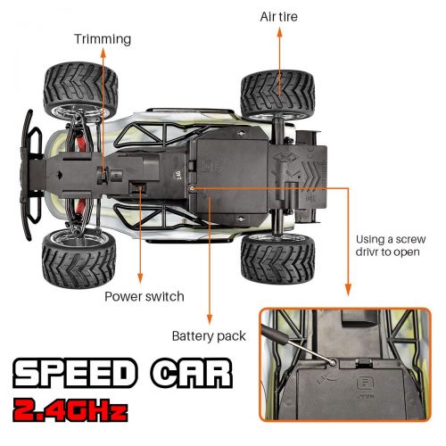  Jujuism Electric Race Remote Control 1:16 Scale Monster Truck 2.4GHz Radio 2WD High Speed Racing Off Road Vehicle Desert Buggy Crawler Hobby RC Car Toy Gift