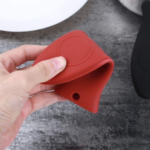 [아마존베스트]4 Packs Juland Silicone Hot Handle Holder Set Kitchen Heat Resistant Pot Sleeve Grip Handle Cover Potholder - Black & Red