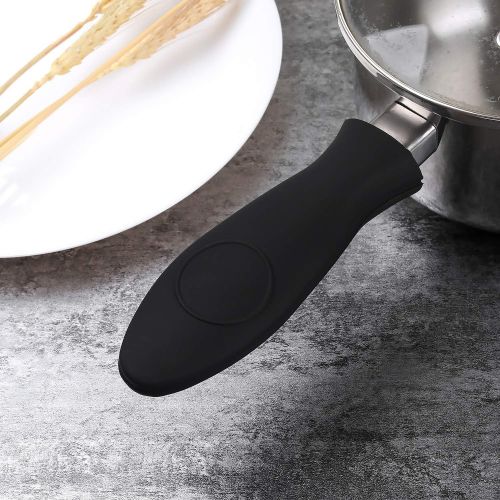  [아마존베스트]4 Packs Juland Silicone Hot Handle Holder Set Kitchen Heat Resistant Pot Sleeve Grip Handle Cover Potholder - Black & Red