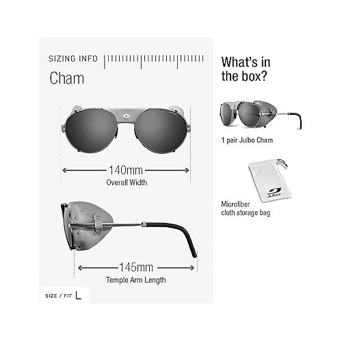  Julbo Cham Glacier Sunglasses Men & Women/Photochromic lenses for Mountaineers, Hiking, Skiing & Snow travel 100% UV