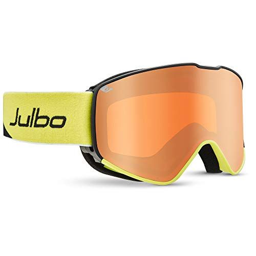  Julbo Alpha Snow Goggles, Black/Yellow Frame - Spectron 3 Orange Lens w/Silver Mirror