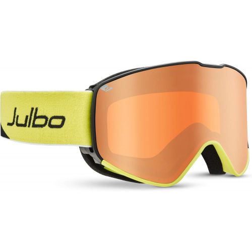  Julbo Alpha Snow Goggles, Black/Yellow Frame - Spectron 3 Orange Lens w/Silver Mirror