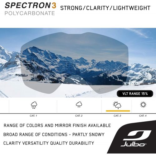  Julbo Alpha Snow Goggles, Black/Yellow Frame - Spectron 3 Orange Lens w/Silver Mirror