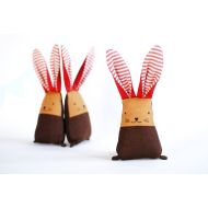 Jumatamade Dark brown skin bunny rabbit toy, gifts for newborn new baby mom, baby teething heirloom toys