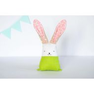 /Etsy Spring rabbit, bunny toy, green pink toys, stuffed bunny, baby fabric teething toy, baby sensory toys, personalized toys, gift for new mom