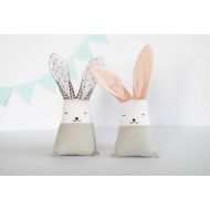 /Etsy Blush grey pink bunnies set, stuffed rabbits toy, Monochrome baby toys, toys set of 2, gift for new mom, woodland soft toys, toys for twins