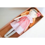 Jumatamade Rag doll cloth fabric doll, heirloom ooak doll, personalized keepsake doll gift for girl, doll Caroline
