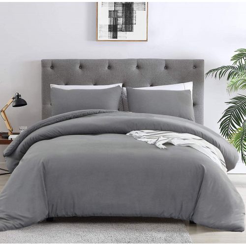  [아마존베스트]Jumeey Grey Comforter Set Twin Dark Grey Bedding Sets Boys Girls Pure Grey Bedding Comforters Men Women Teens Solid Gray Bed Quilt Sets Twin Size 3 Piece Reversible Kids Dark Color