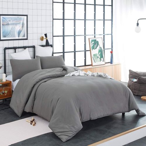  [아마존베스트]Jumeey Grey Comforter Set Twin Dark Grey Bedding Sets Boys Girls Pure Grey Bedding Comforters Men Women Teens Solid Gray Bed Quilt Sets Twin Size 3 Piece Reversible Kids Dark Color