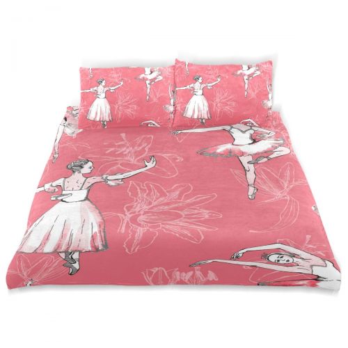  Jumeey DEZIRO Ballerinas Ballet Girl Background Kids Bedding Set Decorative Standard Size Quilt Cover for Children Teens Twin Size Cover 3 Pieces Bedding Set