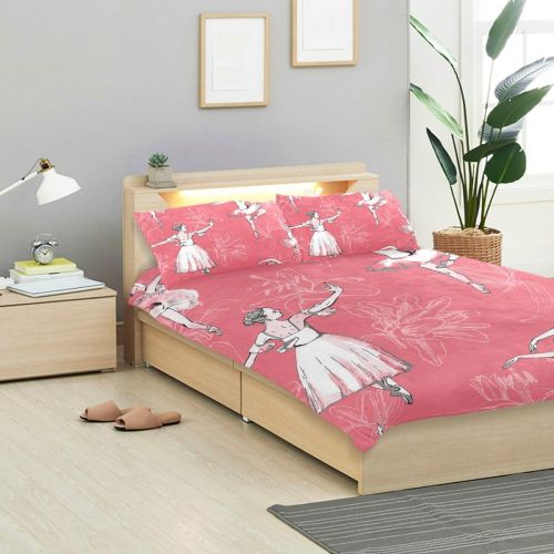  Jumeey DEZIRO Ballerinas Ballet Girl Background Kids Bedding Set Decorative Standard Size Quilt Cover for Children Teens Twin Size Cover 3 Pieces Bedding Set