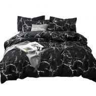 Jumeey Black Marble Bedding Set Twin Boys Black and White Abstract Texture Duvet Cover Set with Zipper Ties 1 Duvet Cover 2 Pillowcases Luxury Quality Soft Comfortable Easy Care,No
