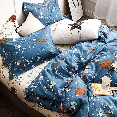  Jumeey Dinosaur Duvet Cover Sets Queen Colorful Bedding Sets Full Size Teen Girls Boys Dark Blue Cartoon Comforter Set 100% Cotton 3 Piece-1 Duvet Cover with Zipper Closure,2 Envel